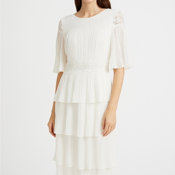 the clothing company Dresses & Skirts - The Clothing Company Cream A-Line Flutter Sleeve Dress